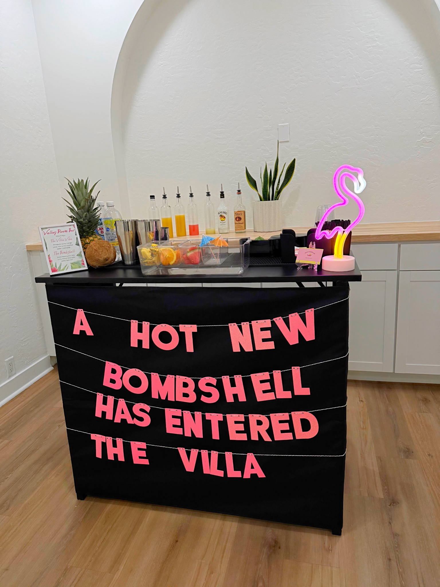 Valentine's Day themed bar setup